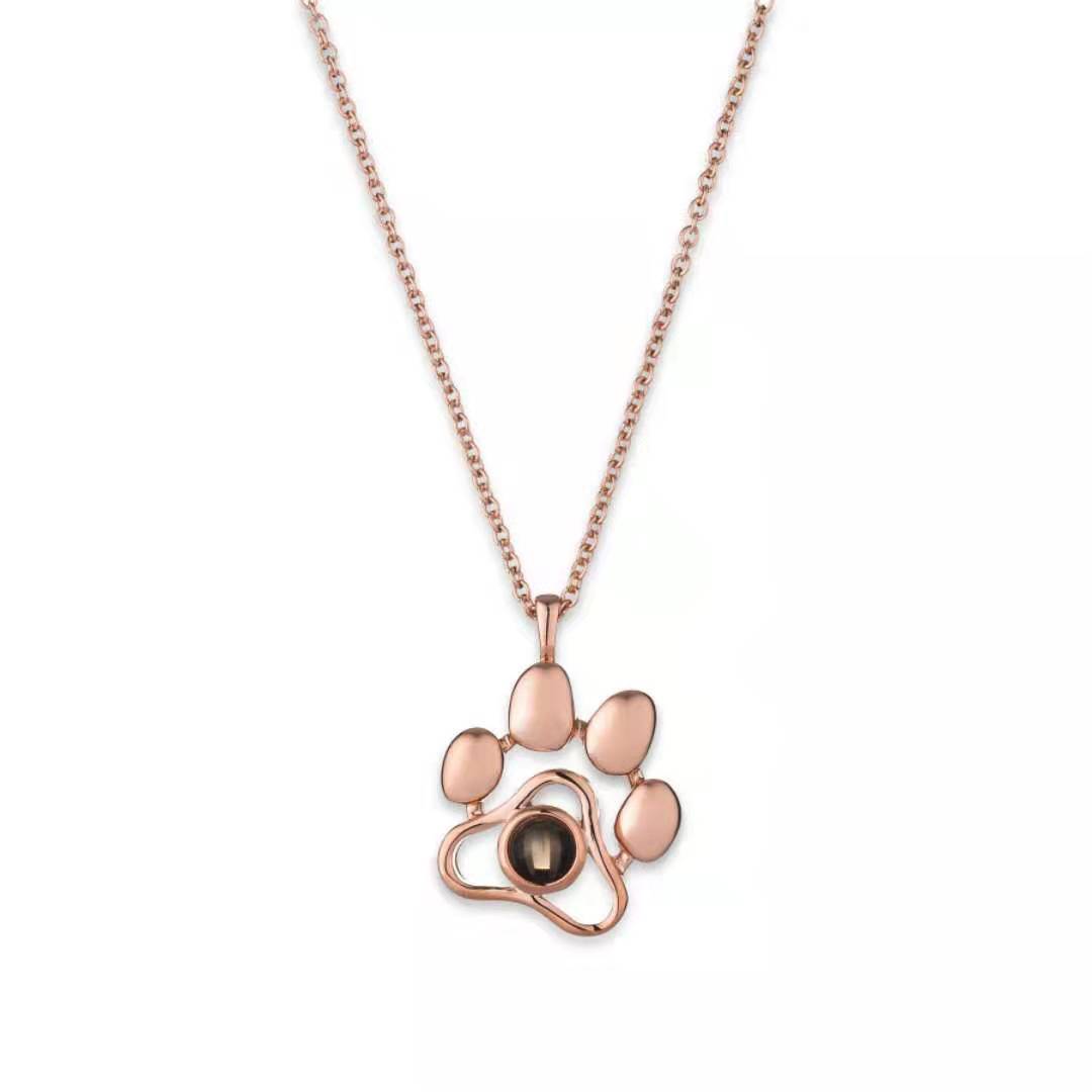Paw Print Personalised Photo Necklace - 925 Sterling Silver or Titanium Steel - Treasured Forever