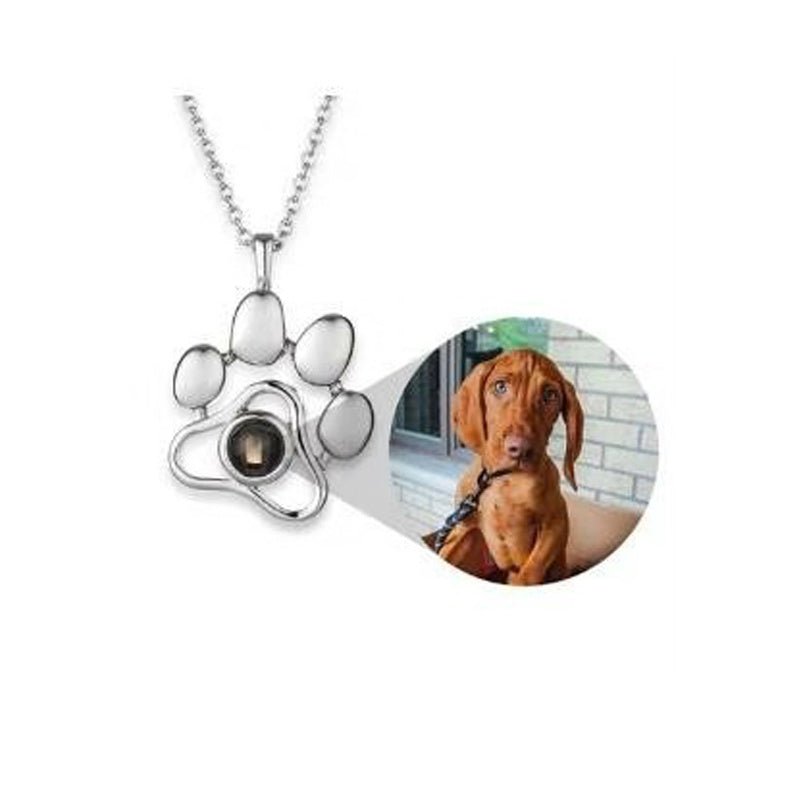 Paw Print Personalised Photo Necklace - 925 Sterling Silver or Titanium Steel - Treasured Forever