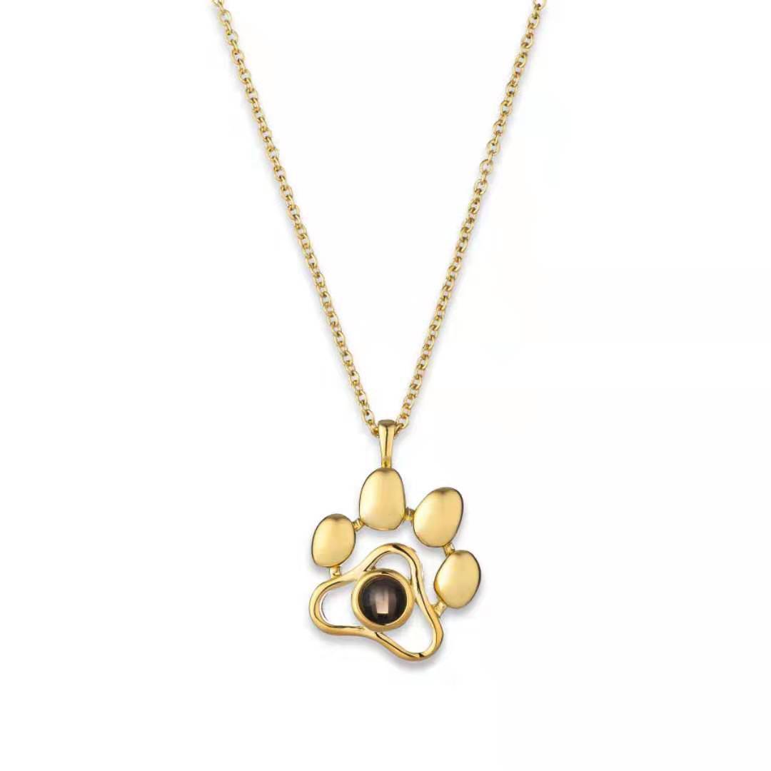 Paw Print Personalised Photo Necklace - 925 Sterling Silver or Titanium Steel - Treasured Forever